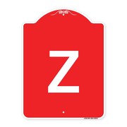 SIGNMISSION Designer Series Sign-Sign W/ Letter Z, Red & White Aluminum Sign, 18" x 24", RW-1824-22914 A-DES-RW-1824-22914